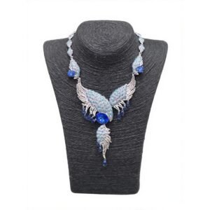 Blue Gemstone Wing - Shaped Statement Necklace