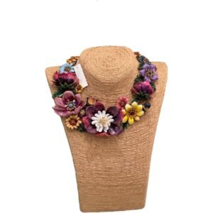 Floral Statement Necklace - Colorful Enamel Flower